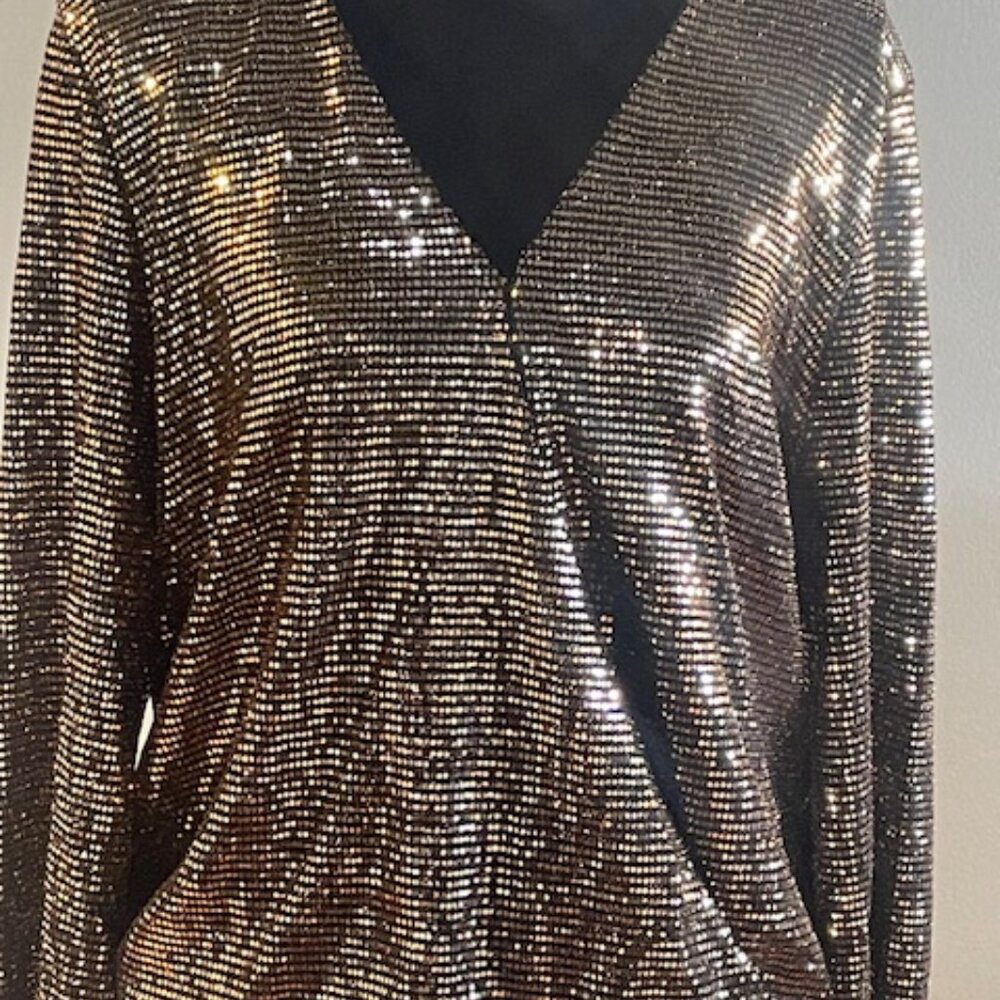 Gold Shimmery Blouse Wrap Blouse